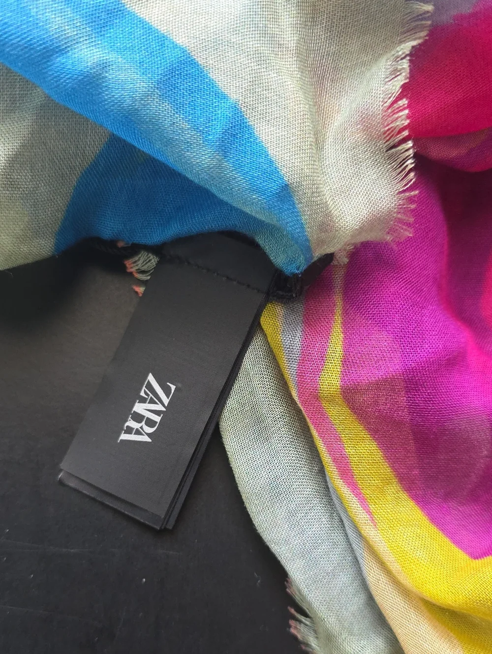 Zara Multicolor Lightweight Scarf in Pink, Blue & Yellow